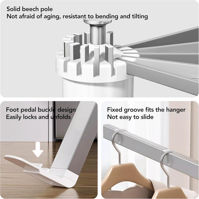 LIENAHU Clothes Drying Rack,Drying Rack Clothing,Laundry Drying Rack,Floor Standing,16 Aluminium Poles,Collapsible,Retractable,Foldable,Folding Laundry Rack - Image 4